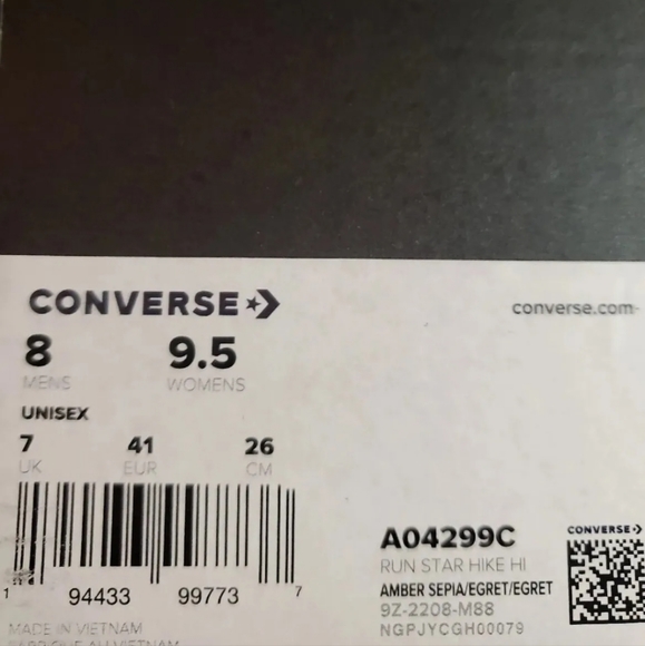 Converse Run Star Hike Platform Unisex Mens 8 = Womens 9.5 /A04299C - Picture 10 of 10